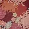 Japanese cotton dobby fabric burgundy and pink chrysanthemums – traditional Japanese sewing fabric