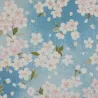 Tissu japonais coton dobby bleu ciel fleurs de cerisier – tissu couture japonais