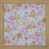Light blue fabric with pink cherry blossom – Traditional Japanese Cotton Fabric with Gold Accents – Made in Japan