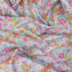 Tissu japonais phénix bleu foncé – coton japonais traditionnel avec touches dorées – fabriqué au Japon