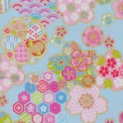 Tissu japonais phénix bleu foncé – coton japonais traditionnel avec touches dorées – fabriqué au Japon