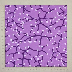 Jersey viscose rose violacé motifs de branches de cerisier - tissu japonisant stretch par Stenzo
