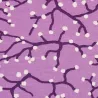 Jersey viscose rose violacé motifs de branches de cerisier - tissu japonisant stretch par Stenzo