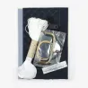 Kit sashiko porte-monnaie retro bleu nuit hitomezashi  – Débutant – Olympus Thread