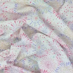 White Japanese seersucker fabric – 100% cotton – hanabi fireworks patterns - made in Japan