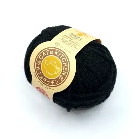 Laine tawashi noire Daruma Café Kitchen – fil éponge japonaise réutilisable