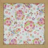 Tissu japonais blanc fleurs, éventails et papillons - coton