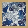 Tissu japonais coton bleu à carpes japonaises rétro - Sevenberry