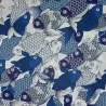 Japanese Cotton Fabric Blue Koi Fish Retro Design - Sevenberry