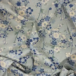 Japanese Fine Cotton Fabric Grey Cherry Blossom Print - Sevenberry