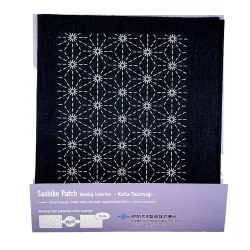 Olympus dark blue sashiko patch fabric kit – 6 pre-printed patterns