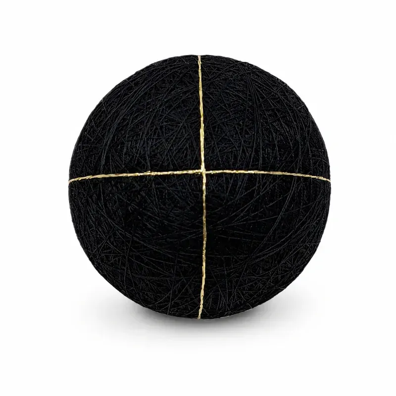 Balle temari noire préparée 9 cm avec 4 divisions - Support prêt à broder