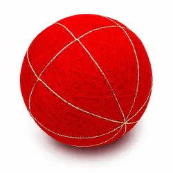 Balle temari rouge préparée 9 cm avec 8 divisions - Support prêt à broder