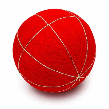 Balle temari rouge préparée 9 cm avec 8 divisions - Support prêt à broder