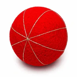 9 cm pre-marked red temari ball with 8 divisions - ready to stitch