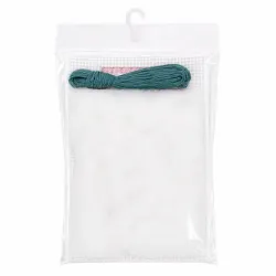 Kogin embroidery kit – Dark blue pincushion on creme white fabric