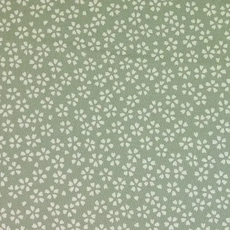 Tissu japonais vert printemps sakura réversible 100 % coton Sevenberry