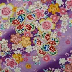 46cm x 110cm fabric scrap Japanese purple flowers