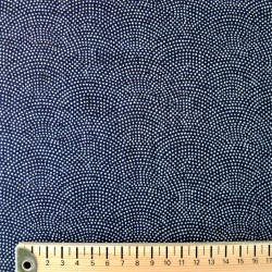 Tissu coton fond bleu noir vagues en points blancs