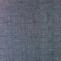 Tissu coton fond bleu noir vagues en points blancs