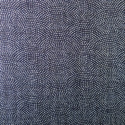 Tissu coton fond bleu noir vagues en points blancs