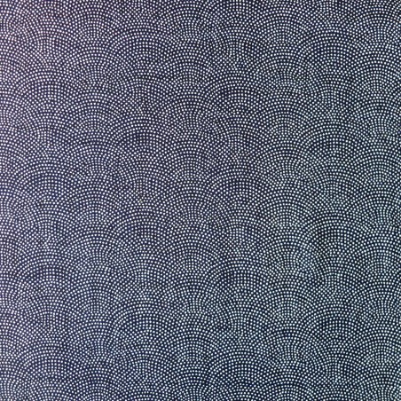 Tissu coton fond bleu noir vagues en points blancs