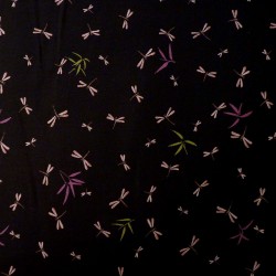 Tissu japonais noir libellules