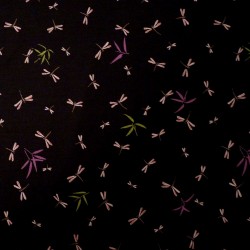 Tissu japonais noir libellules