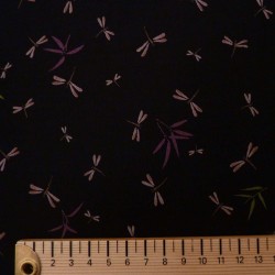 Tissu japonais noir libellules