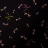 Tissu japonais noir libellules