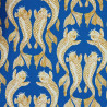 Tissu bleu roi carpes jaune ocre
