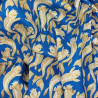 Tissu bleu roi carpes jaune ocre