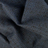 Tissu japonais bleu nuit et bleu hexagones et petites fleurs