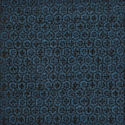 Tissu japonais bleu nuit et bleu hexagones et petites fleurs