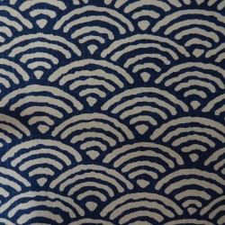 Japanese fabric with big waves indigo pattern