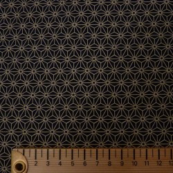 Chute de 20cm x 100cm de tissu noir motif petit asanoha