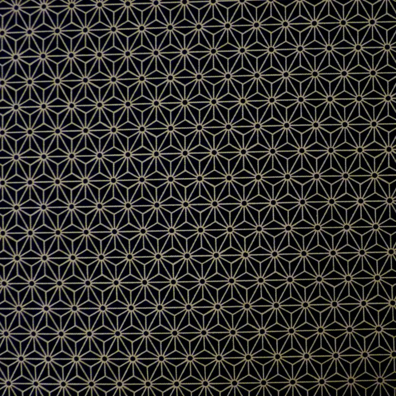 Chute de 20cm x 100cm de tissu noir motif petit asanoha