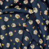 Tissu bleu nuit manekineko en coton dobby