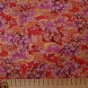 Tissu rouge, rose et doré cerisiers