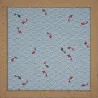 Tissu japonais bleu ciel vagues et carpes en coton texturé