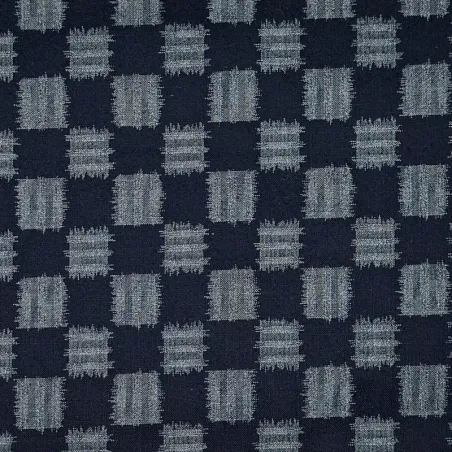 Tissu japonais bleu nuit damier ichimatsu – coton japonais traditionnel – fabriqué au Japon