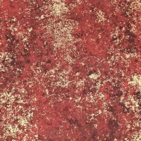 Tissu coton rouge moiré rouge et doré Hoffmann