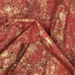 Tissu coton rouge moiré rouge et doré Hoffmann