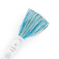 Olympus turquoise blue beige light grey sashiko thread with silver lamé - 40 m skein