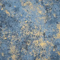 Tissu coton bleu paon et or moiré Hoffmann