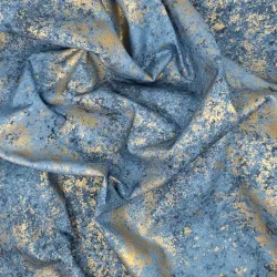 Hoffmann cornflower blue & gold moiré cotton fabric