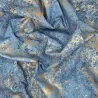 Tissu coton bleu paon et or moiré Hoffmann
