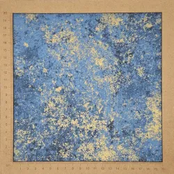 Tissu coton bleu paon et or moiré Hoffmann