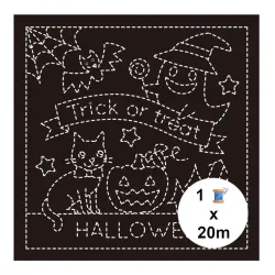 Coupon tissu sashiko noir pré-imprimé Halloween