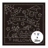 Black sashiko fabric panel Halloween - 33x33 cm cotton